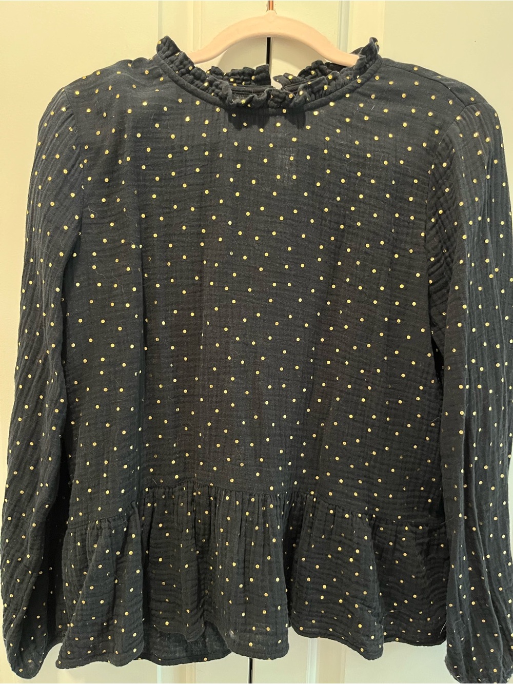 Cat & Jack Black Top with Gold Polka Dots